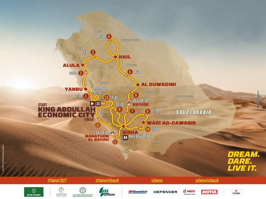Streckenverlauf Dakar Classic 2027 in Saudi-Arabien